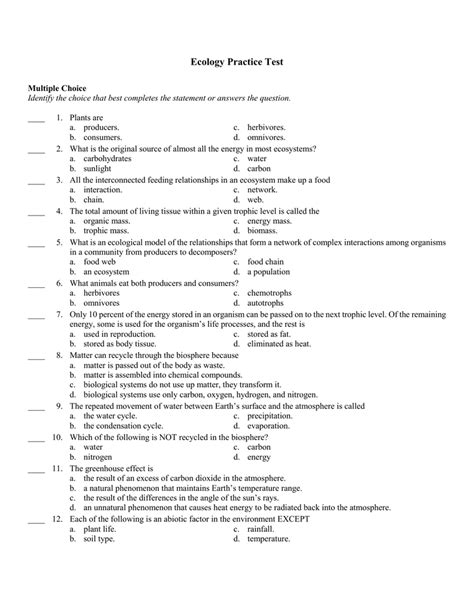 test review change over time ecology environmental impact|ecology and impact practice regent questions.